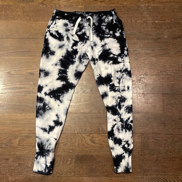 Mono B Pants - Tie dye sweatpants size medium black white joggers